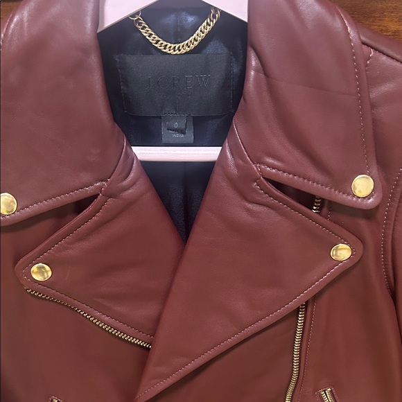 J. Crew Collection  Burgundy Leather Jacket - Picture 2 of 5
